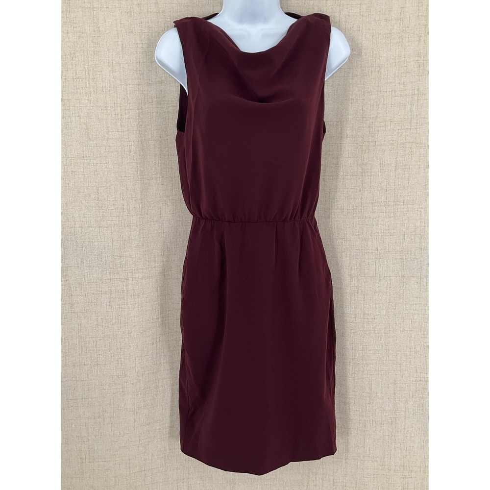 Alice + Olivia Dress Womens Burgundy‎ Silk Blend Cowl Neck Mini Designer